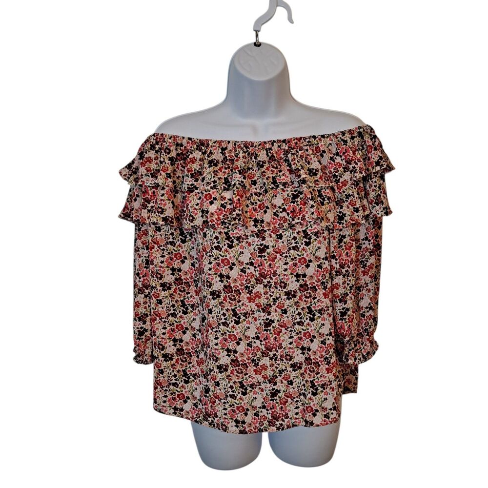 Vince Camuto Women's Off The Shoulder Blouse Size S Ruffle Neckline Floral